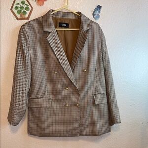 Cider Brown Classic Blazer with Houndstooth Pattern